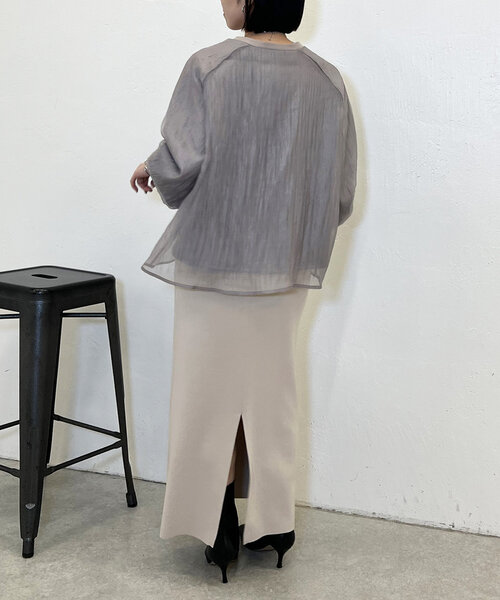 Jena espace merveilleux（ジェナ　エスパスメルヴェイユ）の「シアーレイヤードプルオーバー（Tシャツ/カットソー・レディース・ベージュ/カーキ/グレー・FREE）」の6枚目の写真