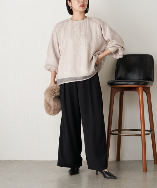 Jena espace merveilleux（ジェナ　エスパスメルヴェイユ）の「シアーレイヤードプルオーバー（Tシャツ/カットソー・レディース・ベージュ/カーキ/グレー・FREE）」の15枚目の写真