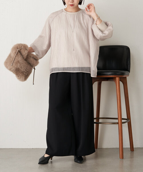 Jena espace merveilleux（ジェナ　エスパスメルヴェイユ）の「シアーレイヤードプルオーバー（Tシャツ/カットソー・レディース・ベージュ/カーキ/グレー・FREE）」の16枚目の写真