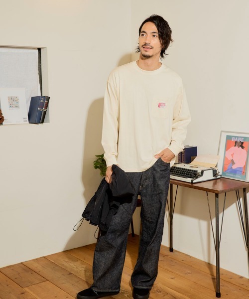 Ocean Pacific（オーシャンパシフィック）の「【OP/オーピー】胸ポケットロングTシャツ（Tシャツ/カットソー・メンズ・ネイビー/アイボリー/チャコールグレー・LARGE/X-LARGE/MEDIUM）」の6枚目の写真