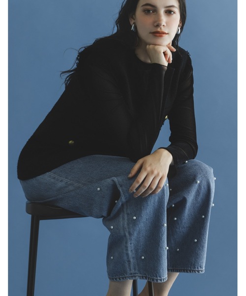 JILL STUART（ジルスチュアート）の「◆オーガニックパールデニムパンツ（デニムパンツ・レディース・ブラック/ブルー・0/4/2）」の6枚目の写真