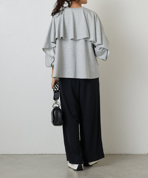 BEARDSLEY（ビアズリー）の「うしろフリルトレーナー（Tシャツ/カットソー・レディース・グレー/ブラック・FREE）」の14枚目の写真