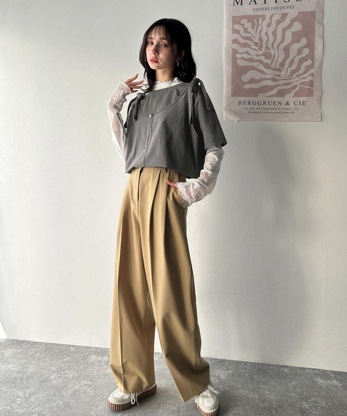 classicalelf（クラシカルエルフ）の「レイヤード感が可愛い♪上級見えマルチウェイ綿100％Tシャツ（Tシャツ/カットソー・レディース・オレンジ/モカ/チャコール/ライトグレー/ホワイト/ブラック・LARGE/MEDIUM/SMALL/X-LARGE）」の9枚目の写真