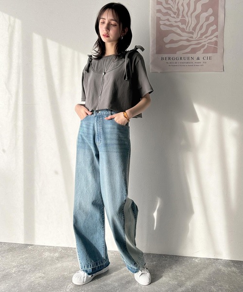classicalelf（クラシカルエルフ）の「レイヤード感が可愛い♪上級見えマルチウェイ綿100％Tシャツ（Tシャツ/カットソー・レディース・オレンジ/モカ/チャコール/ライトグレー/ホワイト/ブラック・LARGE/MEDIUM/SMALL/X-LARGE）」の10枚目の写真