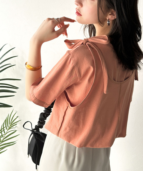 classicalelf（クラシカルエルフ）の「レイヤード感が可愛い♪上級見えマルチウェイ綿100％Tシャツ（Tシャツ/カットソー・レディース・オレンジ/モカ/チャコール/ライトグレー/ホワイト/ブラック・LARGE/MEDIUM/SMALL/X-LARGE）」の21枚目の写真