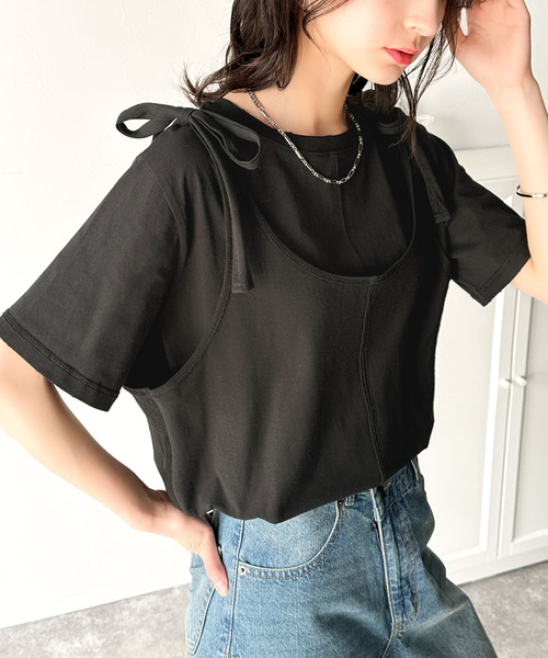 classicalelf（クラシカルエルフ）の「レイヤード感が可愛い♪上級見えマルチウェイ綿100％Tシャツ（Tシャツ/カットソー・レディース・オレンジ/モカ/チャコール/ライトグレー/ホワイト/ブラック・LARGE/MEDIUM/SMALL/X-LARGE）」の17枚目の写真