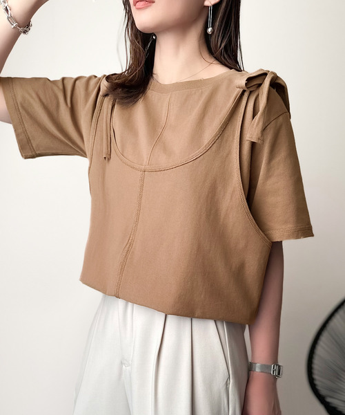 classicalelf（クラシカルエルフ）の「レイヤード感が可愛い♪上級見えマルチウェイ綿100％Tシャツ（Tシャツ/カットソー・レディース・オレンジ/モカ/チャコール/ライトグレー/ホワイト/ブラック・LARGE/MEDIUM/SMALL/X-LARGE）」の22枚目の写真