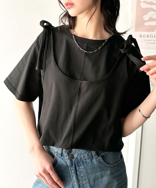 classicalelf（クラシカルエルフ）の「レイヤード感が可愛い♪上級見えマルチウェイ綿100％Tシャツ（Tシャツ/カットソー・レディース・オレンジ/モカ/チャコール/ライトグレー/ホワイト/ブラック・LARGE/MEDIUM/SMALL/X-LARGE）」の18枚目の写真
