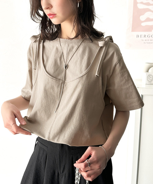 classicalelf（クラシカルエルフ）の「レイヤード感が可愛い♪上級見えマルチウェイ綿100％Tシャツ（Tシャツ/カットソー・レディース・オレンジ/モカ/チャコール/ライトグレー/ホワイト/ブラック・LARGE/MEDIUM/SMALL/X-LARGE）」の16枚目の写真