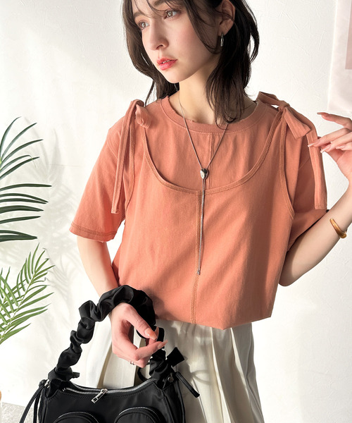 classicalelf（クラシカルエルフ）の「レイヤード感が可愛い♪上級見えマルチウェイ綿100％Tシャツ（Tシャツ/カットソー・レディース・オレンジ/モカ/チャコール/ライトグレー/ホワイト/ブラック・LARGE/MEDIUM/SMALL/X-LARGE）」の20枚目の写真