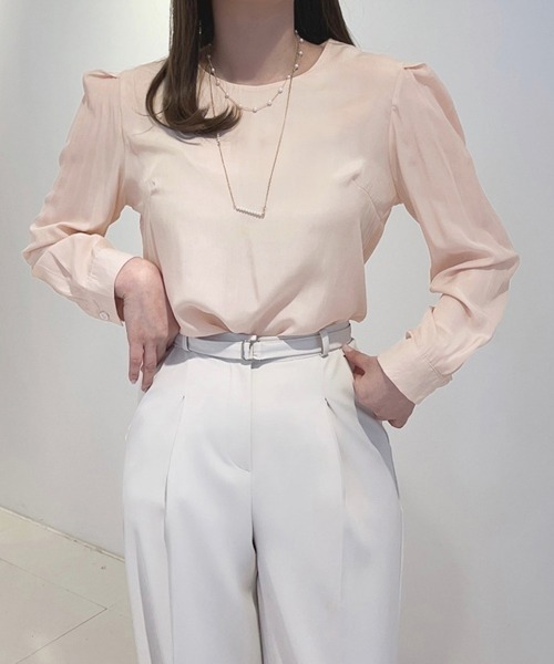 Miniministore(ミニミニストア)の「タックスリーブブラウス長袖韓国風トップス(シャツ/ブラウス・レディース・ピンクベージュ/ミント/ホワイト・FREE)」の7枚目の写真