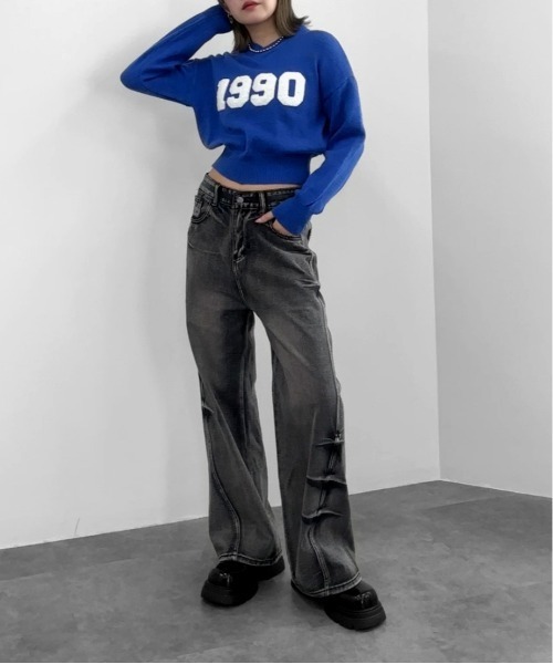 jiasecond.】フロントロゴニットトップス / トップス ニット