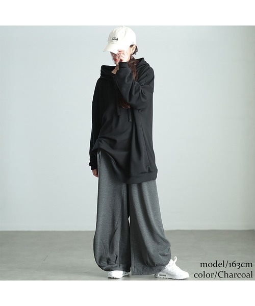 GOLDJAPAN(ゴールドジャパン)の「裏シャギーサイドスリットパンツ【大きいサイズ対応】(スウェットパンツ・レディース・チャコール/ブラック・LL~3L/4L~5L)」の11枚目の写真