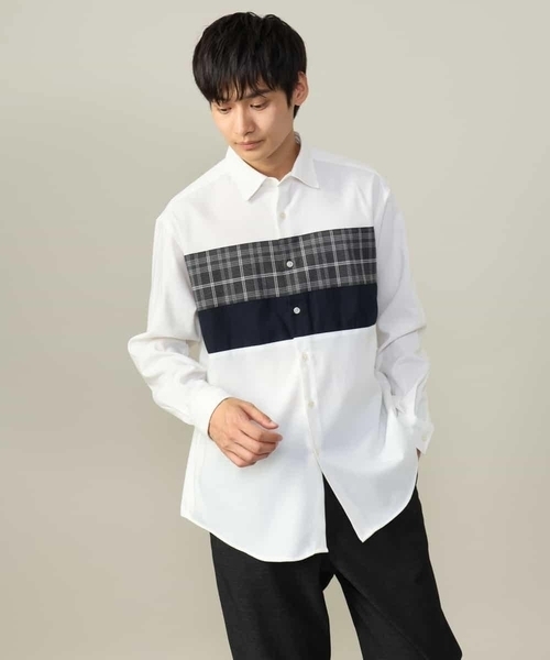 a.v.v（アーヴェヴェ）の「【こなれシャツ】パネル切替 起毛シャツ(デザテクシリーズ）（シャツ/ブラウス・メンズ・ダークインディゴブルー/ホワイト・46/48/50/44）」の10枚目の写真