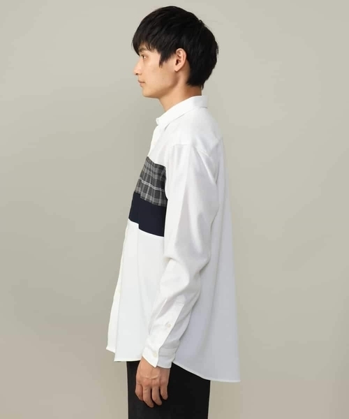 a.v.v（アーヴェヴェ）の「【こなれシャツ】パネル切替 起毛シャツ(デザテクシリーズ）（シャツ/ブラウス・メンズ・ダークインディゴブルー/ホワイト・46/48/50/44）」の11枚目の写真