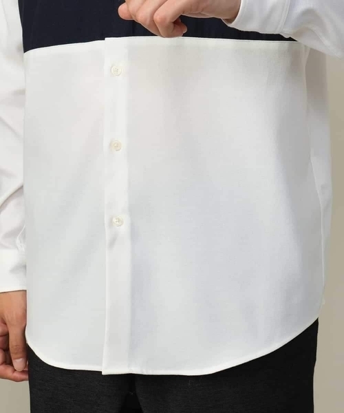 a.v.v（アーヴェヴェ）の「【こなれシャツ】パネル切替 起毛シャツ(デザテクシリーズ）（シャツ/ブラウス・メンズ・ダークインディゴブルー/ホワイト・46/48/50/44）」の16枚目の写真