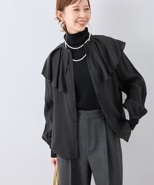 ROPE' PICNIC（ロペピクニック）の「フリルカラーブラウス（シャツ/ブラウス・レディース・ブラック/ブラック系その他/キナリ・38）」の6枚目の写真