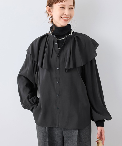 ROPE' PICNIC（ロペピクニック）の「フリルカラーブラウス（シャツ/ブラウス・レディース・ブラック/ブラック系その他/キナリ・38）」の8枚目の写真