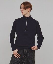 ハーフジップ」に該当するニット/セーター（ブルー・ネイビー