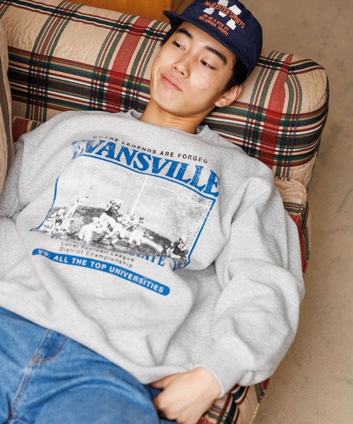 niko and...（ニコアンド）の「アソートレトロBIGプリントプルオーバー（スウェット・メンズ・オフホワイト/ブルー/グレー/ブラック/マスタード/ホワイト・LARGE/MEDIUM）」の15枚目の写真