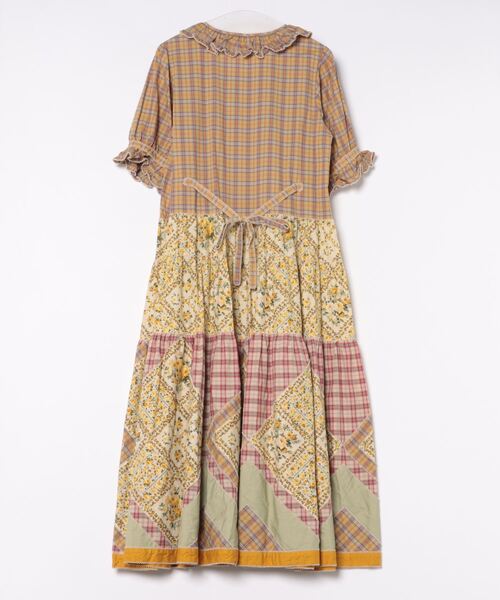 【セール】薔薇格子プリントパッチワークワンピース（ワンピース）｜PINK HOUSE（ピンクハウス）