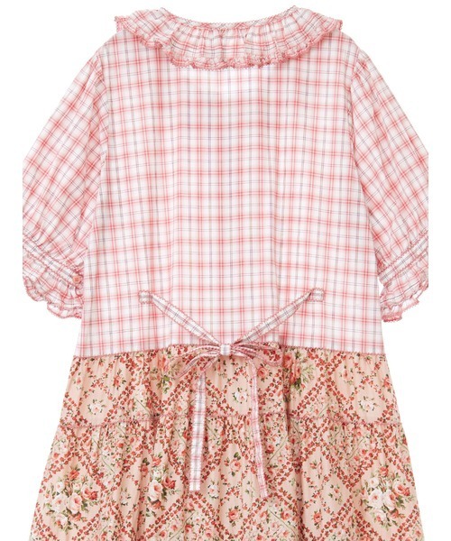 【セール】薔薇格子プリントパッチワークワンピース（ワンピース）｜PINK HOUSE（ピンクハウス）