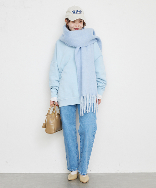 SLOBE IENA（スローブイエナ）の「SLOBE IENA エアリーカラーストール（マフラー・レディース・スカイブルー/ホワイト/ピンク/キャメル・FREE）」の16枚目の写真