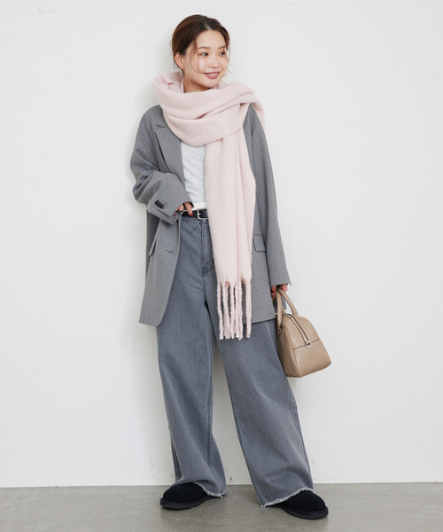 SLOBE IENA（スローブイエナ）の「SLOBE IENA エアリーカラーストール（マフラー・レディース・スカイブルー/ホワイト/ピンク/キャメル・FREE）」の21枚目の写真