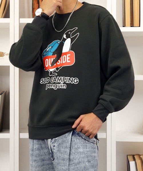 Burner(バーナー)の「【GROOVY STORE】フロントアニマルプリント裏起毛スウェットクルー(スウェット・メンズ・ホワイト/モカ/スミクロ/杢グレー/ホワイト系その他2/ダークグリーン/ブラック/スモークピンク・M/L/LL)」の21枚目の写真