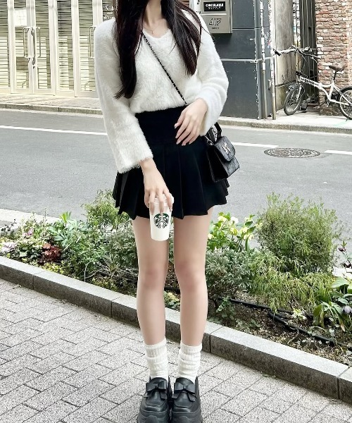 tinkerend(ティンカーエンド)の「Round Neck Shaggy Knit / ラウンドネックシャギーニット ミニワンピ(ニット/セーター・レディース・グレー/ピンク/ホワイト/ブラック・FREE)」の17枚目の写真