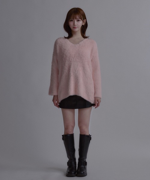 tinkerend(ティンカーエンド)の「Round Neck Shaggy Knit / ラウンドネックシャギーニット ミニワンピ(ニット/セーター・レディース・グレー/ピンク/ホワイト/ブラック・FREE)」の20枚目の写真