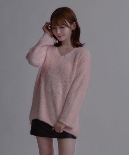 tinkerend(ティンカーエンド)の「Round Neck Shaggy Knit / ラウンドネックシャギーニット ミニワンピ(ニット/セーター・レディース・グレー/ピンク/ホワイト/ブラック・FREE)」の21枚目の写真