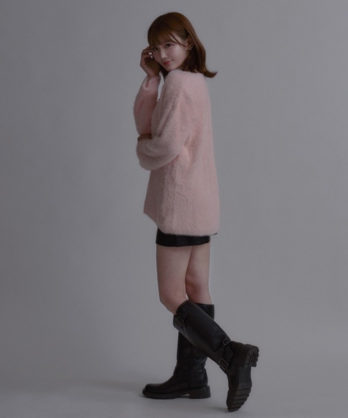 tinkerend(ティンカーエンド)の「Round Neck Shaggy Knit / ラウンドネックシャギーニット ミニワンピ(ニット/セーター・レディース・グレー/ピンク/ホワイト/ブラック・FREE)」の18枚目の写真
