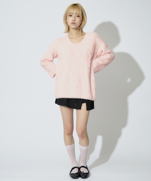 tinkerend(ティンカーエンド)の「Round Neck Shaggy Knit / ラウンドネックシャギーニット ミニワンピ(ニット/セーター・レディース・グレー/ピンク/ホワイト/ブラック・FREE)」の11枚目の写真