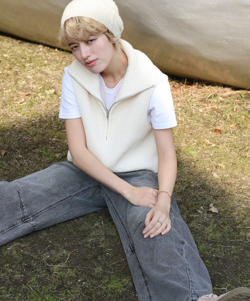 select MOCA（セレクトモカ）の「カーブデニムパンツ（デニムパンツ・レディース・ブラック/ブルー・FREE）」の7枚目の写真