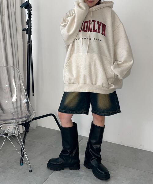 WEGO（ウィゴー）の「WEGO/BROOKLYNロゴビッグパーカー（パーカー・レディース・オートミール/ワイン/グレー・FREE）」の12枚目の写真