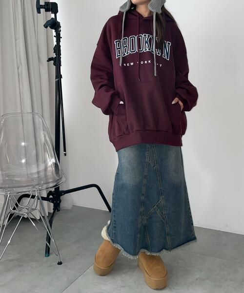 WEGO（ウィゴー）の「WEGO/BROOKLYNロゴビッグパーカー（パーカー・レディース・オートミール/ワイン/グレー・FREE）」の13枚目の写真