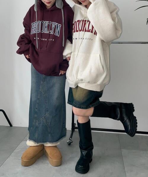 WEGO（ウィゴー）の「WEGO/BROOKLYNロゴビッグパーカー（パーカー・レディース・オートミール/ワイン/グレー・FREE）」の10枚目の写真