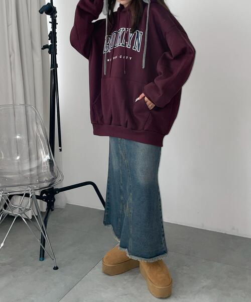 WEGO（ウィゴー）の「WEGO/BROOKLYNロゴビッグパーカー（パーカー・レディース・オートミール/ワイン/グレー・FREE）」の20枚目の写真