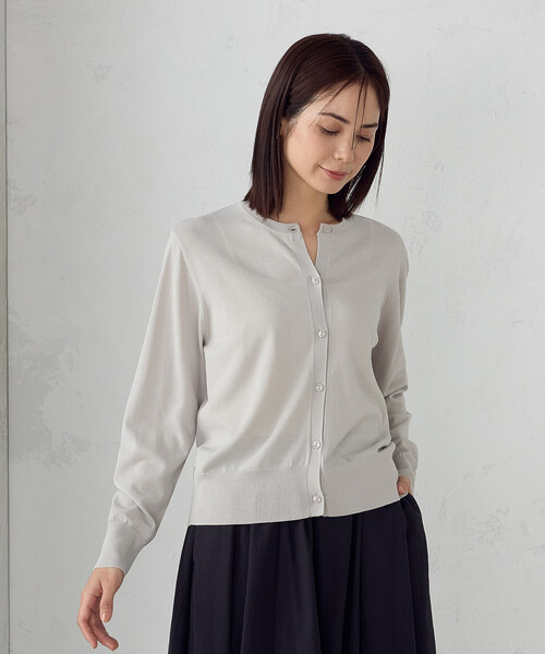 COMME CA ISM（コムサイズム）の「【ウォッシャブル】UVカット ベーシック クルーネックカーディガン（カーディガン/ボレロ・レディース・ネイビー/ミント/ライトグレー/ブラック・MEDIUM/LARGE）」の6枚目の写真