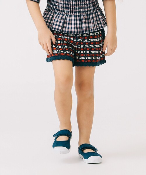 B:MING by BEAMS（ビーミングバイビームス）の「チェック ニット キュロット 2025SS（90～120cm）（その他パンツ・キッズ・ネイビー/レッド・M(110-120)/S(90-100)）」の6枚目の写真