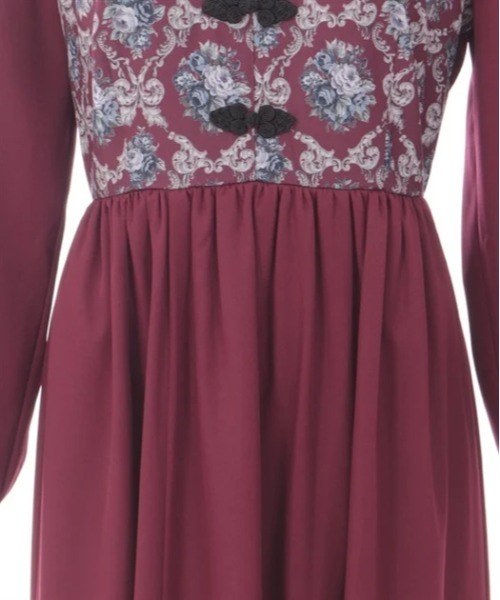 axes femme（アクシーズファム）の「チャイナ釦薔薇柄切替ワンピース（ワンピース・レディース・ブラック/ベージュ/レッド・FREE）」の12枚目の写真