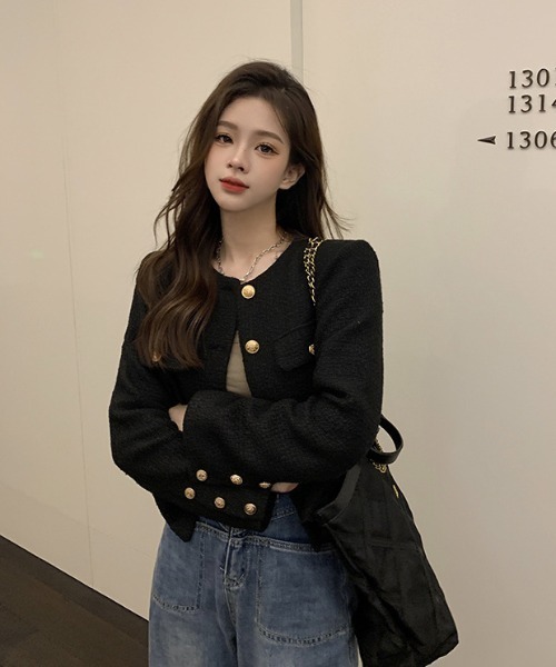 paravion（パラビオン）の「ノーカラーツイードジャケット（ノーカラージャケット・レディース・ブラック/ホワイト・SMALL/MEDIUM）」の12枚目の写真