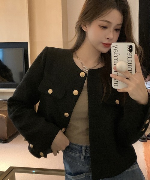 paravion（パラビオン）の「ノーカラーツイードジャケット（ノーカラージャケット・レディース・ブラック/ホワイト・SMALL/MEDIUM）」の15枚目の写真