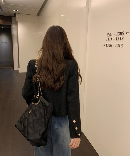 paravion（パラビオン）の「ノーカラーツイードジャケット（ノーカラージャケット・レディース・ブラック/ホワイト・SMALL/MEDIUM）」の20枚目の写真