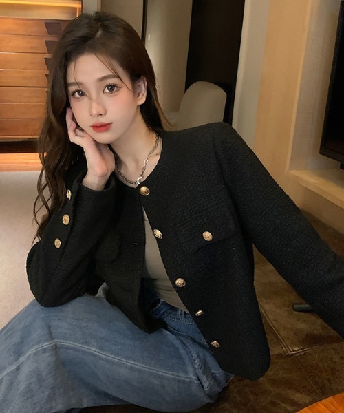 paravion（パラビオン）の「ノーカラーツイードジャケット（ノーカラージャケット・レディース・ブラック/ホワイト・SMALL/MEDIUM）」の17枚目の写真