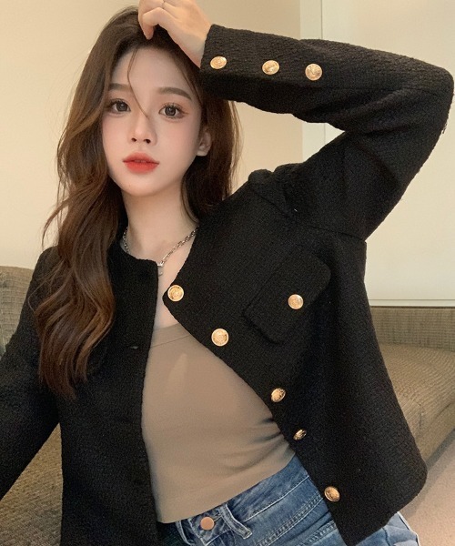 paravion（パラビオン）の「ノーカラーツイードジャケット（ノーカラージャケット・レディース・ブラック/ホワイト・SMALL/MEDIUM）」の22枚目の写真