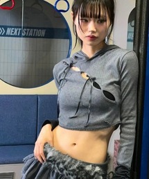 CHERRYQUIRI（チェリーキュリー）の「【CHERRYQUIRI】wave lace ribbon hoody / 【チェリーキュリー】ウェイブレースリボン長袖パーカー（Tシャツ/カットソー）」