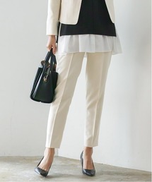 WHITE JOOLA | オフィスもフォーマルも軽キレイ 【 洗濯機で洗える 】 杢調テーパードパンツ(その他パンツ)
