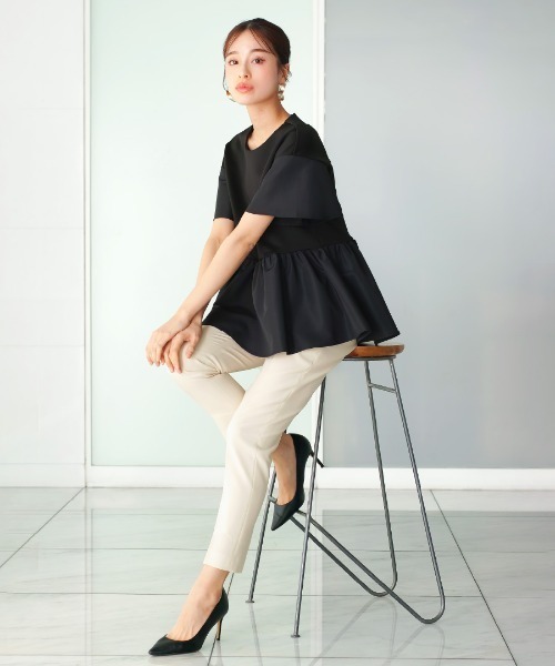 WHITE JOOLA（ホワイトジョーラ）の「オフィスもフォーマルも軽キレイ 【 洗濯機で洗える 】 杢調テーパードパンツ（その他パンツ・レディース・ネイビー/オフホワイト/ライトベージュ・S/M/L）」の21枚目の写真